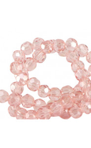 Faceted glass beads 4mm round Smashing pink-pearl shine coating